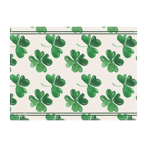 HuiXinOu Patrick Table Mats Set of 4, Heat Resistant PVC Placemats Non-Slip Clover Shaped Cup Coasters for St. Patricks Day Party Dining Kitchen Home Decor and Holiday Gifts