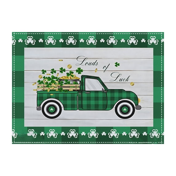 HuiXinOu Patrick Table Mats, Heat Resistant PVC Placemats Non-Slip Clover Shaped Cup Coasters for St. Patricks Day Party Dining Kitchen Home Decor and Holiday Gifts