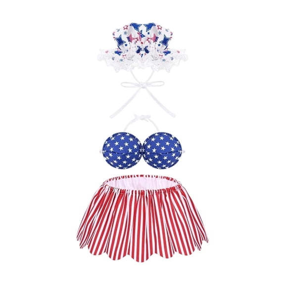 HuiXinOu Patriotic Goose Outfit Set for 23 Inch Garden Statues, Independence Day Porch Goose Decor with Dress and Hat, Memorial Day Veterans Day July 4th Patriotic Party Patio Decoration