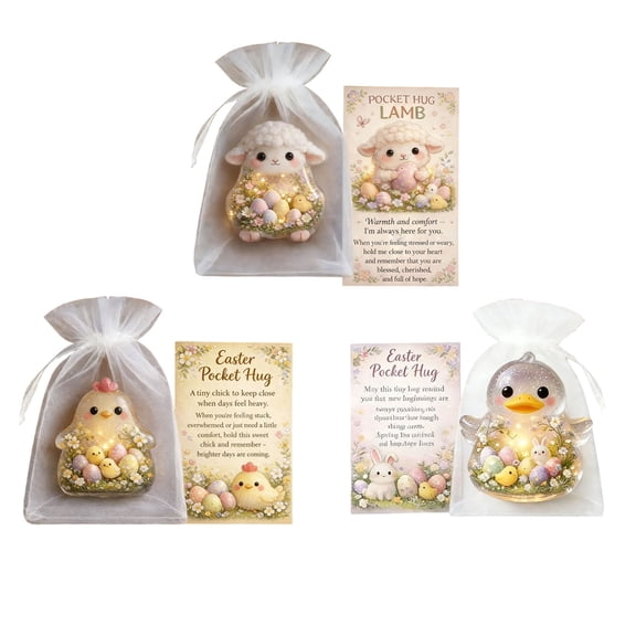 HuiXinOu Pocket Hug Easter Decoration, Small Plush Bunny Egg Gift Tag Ornament, Cute Spring Holiday Party Favor for Kids Friends, Token Gift