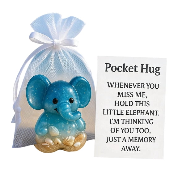 HuiXinOu Pocket Hug Gift Card Decor, Elephant Design Small Token Gift for Friends, Encouragement Present for All Ages