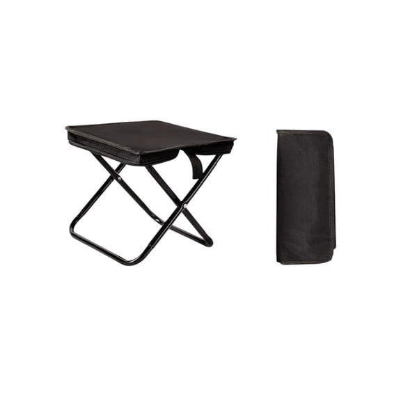 HuiXinOu Portable Folding Stool, Handbag Style Zipper Chair for Outdoor, Camping, Fishing, Waiting in Line, Compact Lightweight Seat, Black