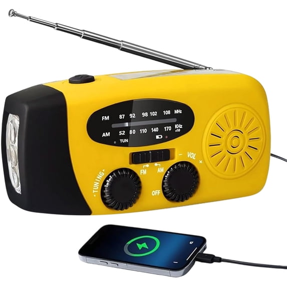 HuiXinOu Portable Solar Hand Crank Emergency Radio AM/FM/WB Multiband Radio With LED Torch 2000mAh Rechargeable Power Bank For Phone Charging And Camping