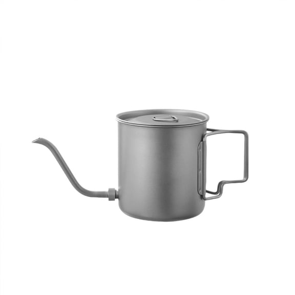 HuiXinOu Portable Titanium Camping Kettle, Removable Lid & Includes Mug, Lightweight Tea Pot for Backpacking, Hiking, Outdoor Activities with Carry Bag