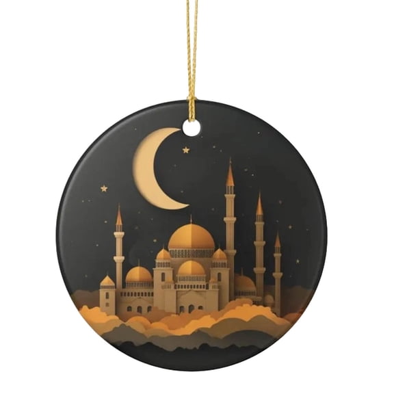 HuiXinOu Ramadan Hanging Ornament, 3.1in Minaret Crescent Islamic Decorative Garland, Home Decor for Ramadan Eid Festival, Plastic Hanging Decoration