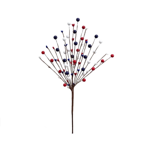 HuiXinOu Red White Blue Ball Picks and Artificial Berry Branches Patriotic Independence Day Decor Accessories for DIY Floral Arrangements Home Party and Holiday Craft Projects