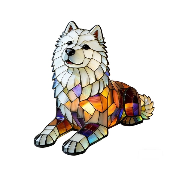 HuiXinOu Samoyed Dog LED Night Light Resin Art Statue Table Lamp Desk Decor for Pet Lovers Bedroom Living Room Gift Idea