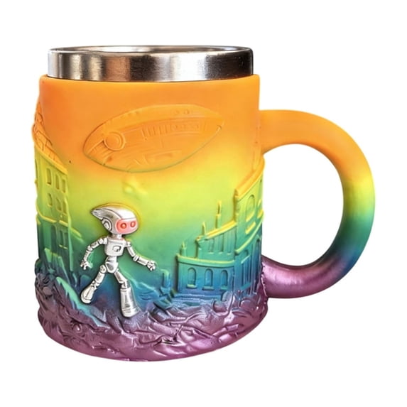 HuiXinOu Sci-Fi Theme Stainless Steel Mug Coffee Beer Cup with Print Movie TV Show Memorabilia Gift for Men Women Fans