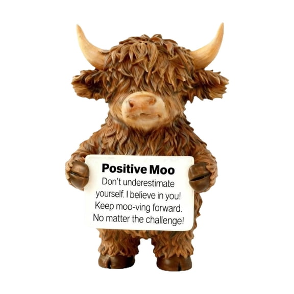 HuiXinOu Scottish Highland Cow Statue Resin Figurine Mini Sculpture Home Office Desk Decor for Coffee Lovers Farmers Animal Enthusiasts Gift Idea