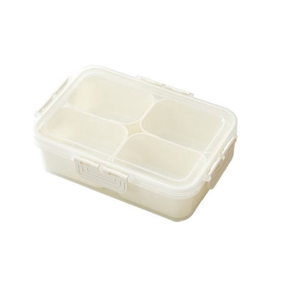 HuiXinOu Sealed Fruit Salad Preservation Box Bento Box Food Grade Reusable 4 Compartment Lunchable ContainerPortable Refrigerator Storage Box Microwave Dishwash, White