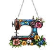 thumbnail image 1 of HuiXinOu Sewing Machine Acrylic Wall Decor, Flat Hanging Craft Room Art, Gift for Tailor, Seamstress, 8 Inch Decorative Pendant with Ribbon, 1 of 6