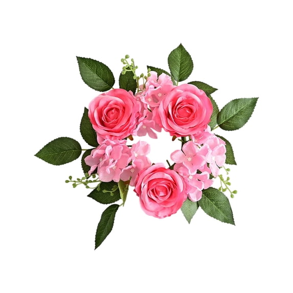 HuiXinOu Silk Rose Wreath with Candlestick - Artificial Floral Arrangement for Wedding, Party, Table Decor, February 14 Romantic Ambiance, Home Celebration