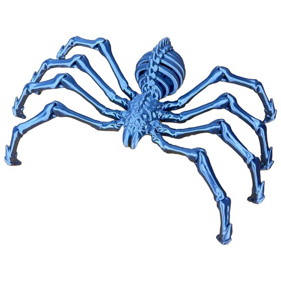 HuiXinOu Skeleton Spider Ornament, 9.4in Silk Silver Design, Joint Movable & Retractable, Decorative Toy Figurine for Home, Office & Collection Display