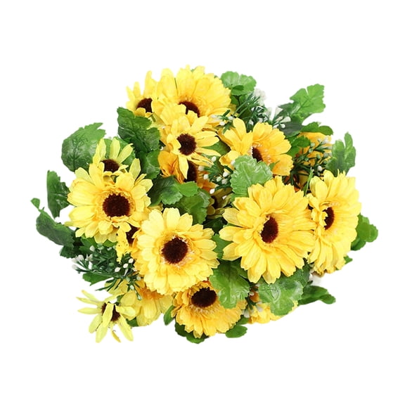 HuiXinOu Snowflake Sunflower Artificial Flowers Bouquet for Home Decor, Realistic Fake Floral Arrangement for Vase in Living Room Dining Table Centerpiece