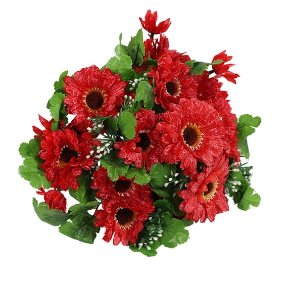 HuiXinOu Snowflake Sunflower Artificial Flowers Bouquet for Home Decor, Realistic Fake Floral Arrangement for Vase in Living Room Dining Table Centerpiece