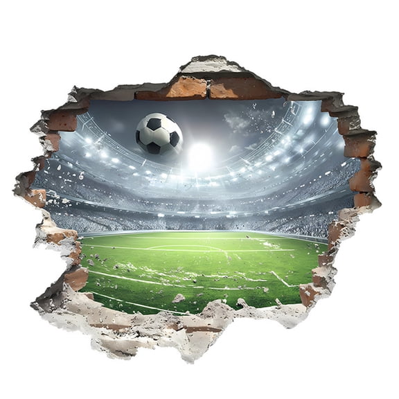 HuiXinOu Soccer Field Wall Decal Sticker 26x23 Inches Wall Breaking Effect Design for Bedroom Game Room Football Fan Man Cave Sports Decor