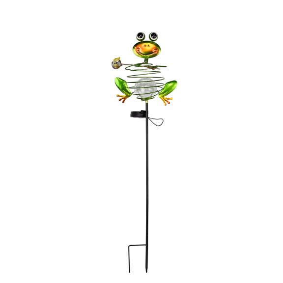 HuiXinOu Solar Powered Outdoor Garden Frog Lights, Wrought Iron Waterproof Lawn Lamp, Ground Spike Design for Garden, Villa, Patio and Yard Landscape Decor