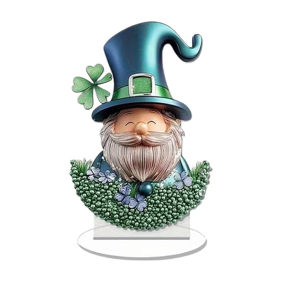 HuiXinOu St. Patrick's Day Acrylic Decor, Green Four Leaf Clover Flat Ornament for Tabletop Shelf Window, Irish Holiday Party Home Decoration