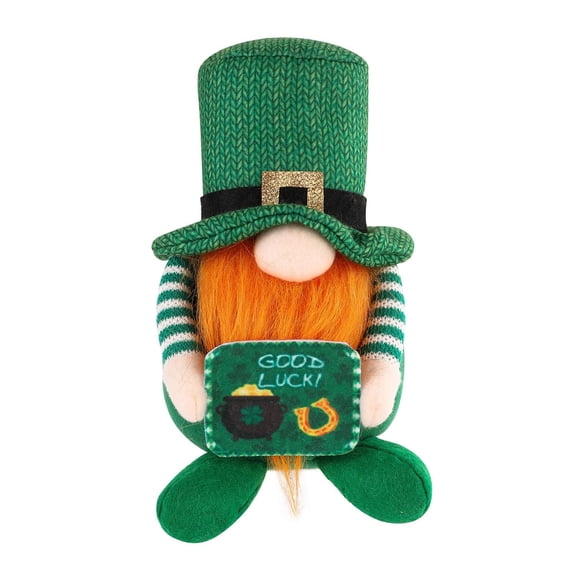 HuiXinOu St Patrick's Day Gnome Figurine Decor Festive Leaf Holiday Ornament Cute Rudolph Gnome Statue for Home Table Shelf and Holiday Party Display