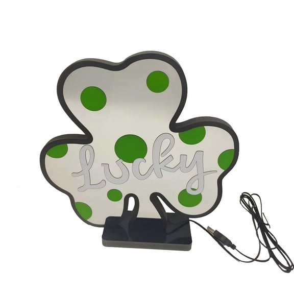 HuiXinOu St. Patrick's Day LED Night Light, Clover Infinite Mirror Tunnel Design, Decorative & Functional, Perfect for Home, Bedroom & Holiday Decoration