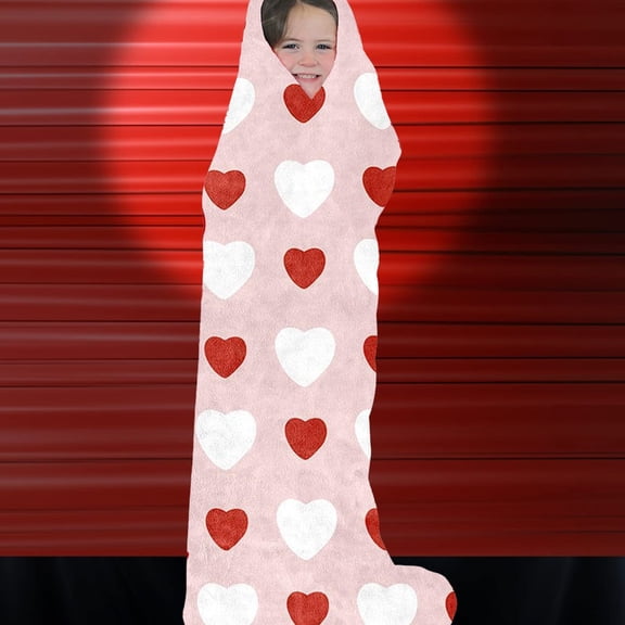 HuiXinOu Valentine Flannel Throw Blanket, Red Love Hearts Design, Soft Fuzzy Fleece Blanket for Couch Sofa Bed, Cozy Gift for Kids Adults