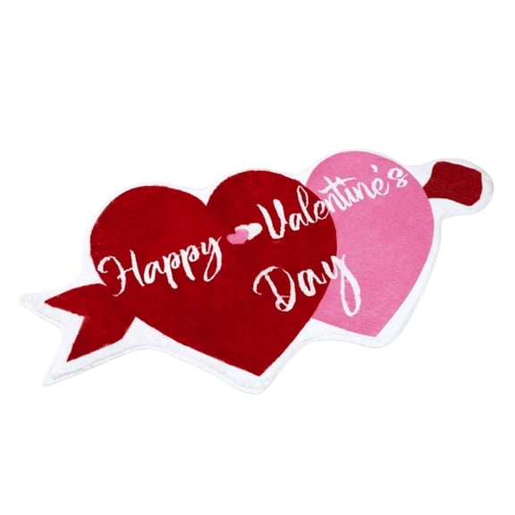 HuiXinOu Valentine's Day Bathroom Rug Heart Shape Non-Slip Washable Door Mat Bath Mat for Shower Lover Cute Home Decor Gift