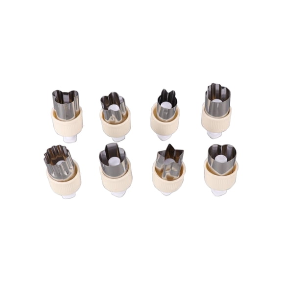 HuiXinOu Vegetable and Fruit Press Mold, Kids Food Cutter for Homemade Pasta, Dumplings, Cookie Dough, Baby Snack Making Tool, 8 Shapes, White