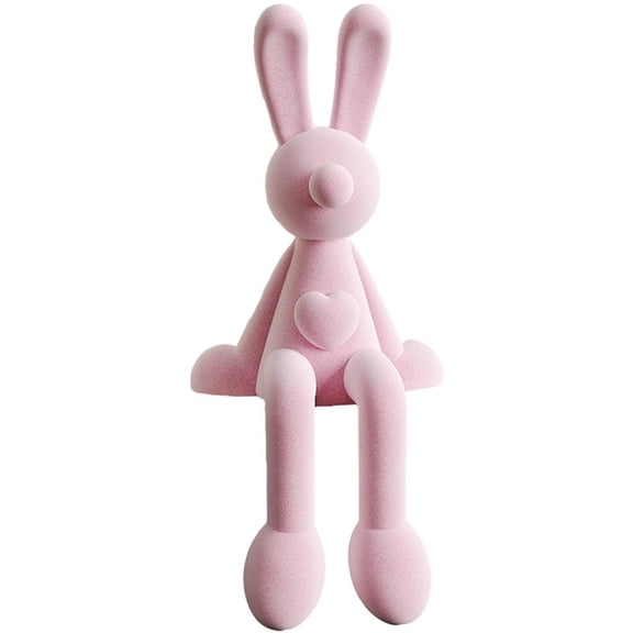 HuiXinOu Velvet Finish Resin Rabbit Figurine, Decorative Tabletop Sculpture for Living Room, Office, or Entryway, Gift Idea for Home Decor Enthusiasts
