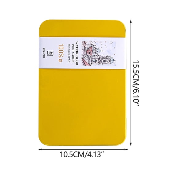 HuiXinOu Watercolor Postcards, 4x6 Inch Blank Fine Grain Paper, 24 Sheets in Tin Box for Painting, Greeting Cards and Note Art, Artists Gift Supplies