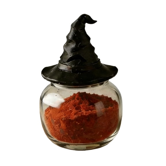HuiXinOu Witch Spice Jars Gothic Style Iron Base Glass Jars Kitchen Decorative Spice Storage Jars For Spices Herbs And Kitchen Countertop Decor