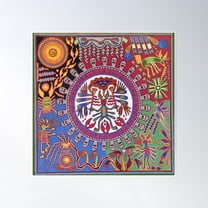 Huichol Folk Poster Wall Art, Modern Wall Decor For Living Room Bedroom, 8x12 UNFRAMED