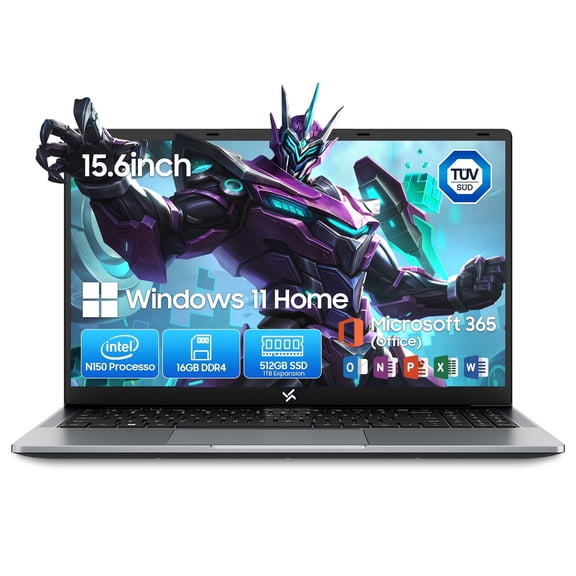 Huidun 2025 Laptop, 15.6" Laptops Computer for College Student & Business, Quad-Core N150 (Up to 3.6GHz, Beat N95/N97/N100), 16GB DDR4 512GB SSD, 4K FHD IPS, 100W Type-C Fast Charge