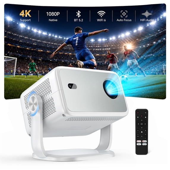 Blackview Huidun PT10 Smart Projector,Portable 1080P FHD Mini Projector with WiFi 6 & Bluetooth,Auto Focus & Keystone Correction,4K Supported Home Theater Movie Projector for Bedroom,Outdoor & Gaming