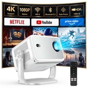 [Built-in Apps] Huidun 4K Projector with Wifi and Bluetooth,330 Lumens,Auto Focus & Auto Keystone Correction,Portable 1080P FHD 360  Rotatable Mini Projector