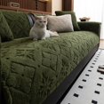 thumbnail image 1 of Huierxun Luxury Fuzzy Velvet Plush Sofa Cover Fur Soft Sectional Couch Cover Furry Fluffy Cushion Cover Non-Slip Sofa Slipcovers Warm 3D Jacquard Furniture Protector for Dogs Cats(Green,36"x70") C108, 1 of 3