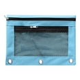 thumbnail image 1 of Huiing Blue Mesh Zipper Pencil Pouch for 3 Ring Binders, Heavy-Duty Canvas Quick-View Mesh Pocket Mesh Office Pouch, Multi-Purpose Pen Bag, Reinforced Metal Rings Versatile, 1 of 3