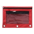 thumbnail image 1 of Huiing Red Mesh Zipper Pencil Pouch for Binders, Heavy-Duty Canvas Quick-View Mesh Pocket Mesh Stationery Bag, Multi-Use Zipper Pouch, Reinforced Metal Rings Secure 3-Ring Binder Integration, 1 of 4