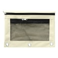 thumbnail image 1 of Huiing White Mesh Zipper Pencil Pouch for 3 Ring Binders, Heavy-Duty Canvas Quick-View Mesh Pocket Mesh Office Pouch, Multi-Purpose Pen Bag, Reinforced Metal Rings Versatile, 1 of 3