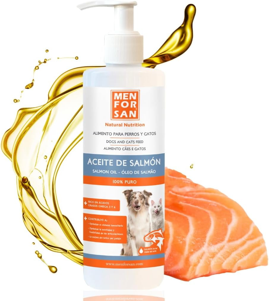 Huile De Saumon Pour Chiens Et Chats 500Ml, Avec Oméga 3 Et 6, Donne Un Pelage Brillant Et