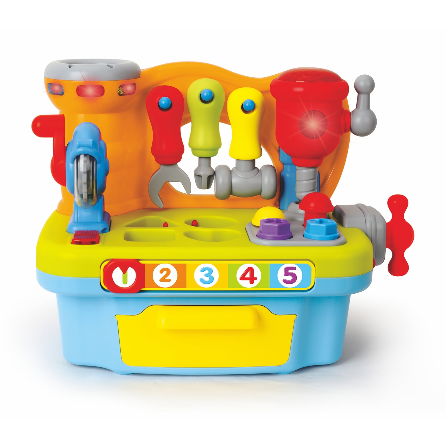 Woby multifunctional musical learning tool workbench toy set for kids with online shape sorter tools