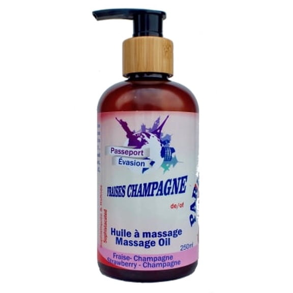 Huile massage/Massage oil Fraise Champagne - 250ml/8oz.