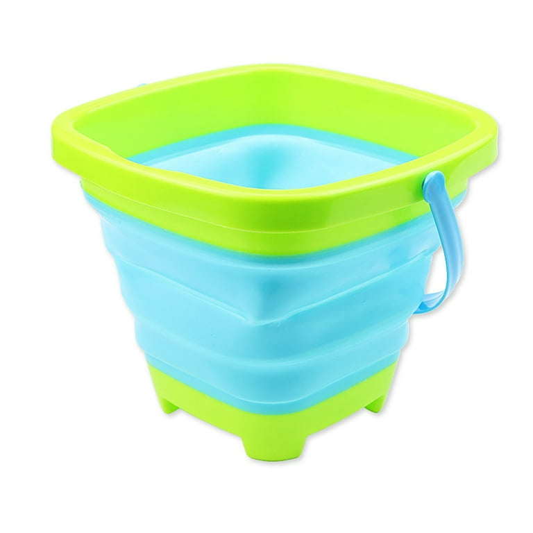 Huiniadese Oldable Buckets Shovels Sand Bucket Water Bucket Sandbox Square  Summer Party Foldable Pail Bucket Silicone Collapsible Bucket Kids Beach