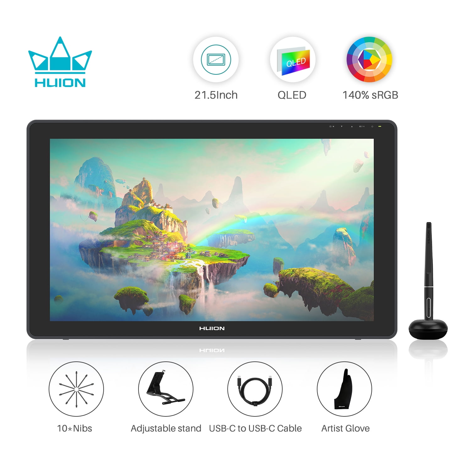 Huion Kamvas 22 Plus Graphics Drawing Tablet Display QLED