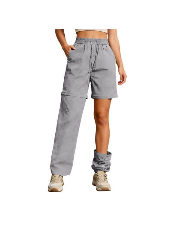 Womens Hiking Pants Convertible Lightweight Quick Dry Zip off Waterproof Outdoor Travel Fishing Hunting Pants Grey,M
