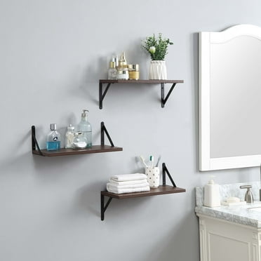 Huisenitre Eco Modern Collection 7.48 in x 7.48 in 3-Tier Farmhouse Floating Shelves, Walnut Brown, 3 Count