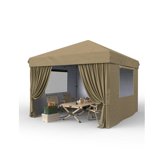 Huisuilinss 10x10ft Pop Up Canopy,1 Person Setup Pop Up Canopy Tent With 1 Sidewall,Instant Portable Shelter w/ 1-Button Push, Case, Sandbags Ideal for Outdoor Events, Parties & Beach