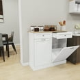 thumbnail image 1 of Huisuilinss 20 Gallons Tilt Out Trash Cabinet Freestanding Kitchen Trash Bin Cabinet Garbage Recycling Cabinet with 2 Hideaway Drawer Pet Proof Trash Can Holder for Kitchen Living Room, 1 of 8