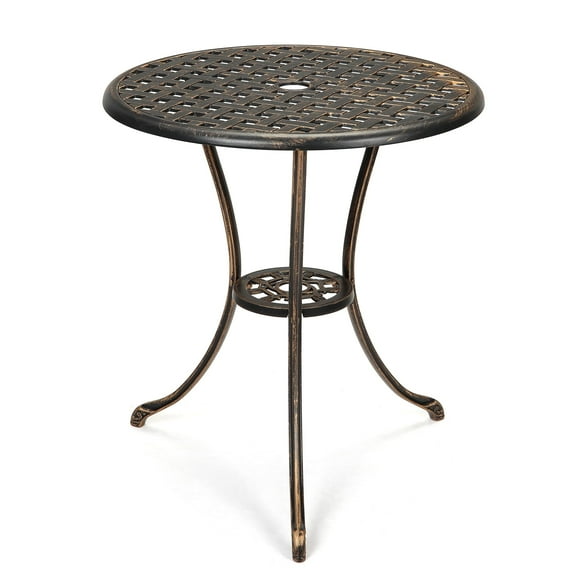 Huisuilinss 24" Round Patio Bistro Table,Outdoor Coffee Table Bistro Tables Cast Aluminum Bistro Table Round Patio Dining Table Patio Accent Table Side Table With Iron Frame for Backyard, Garden,Patio
