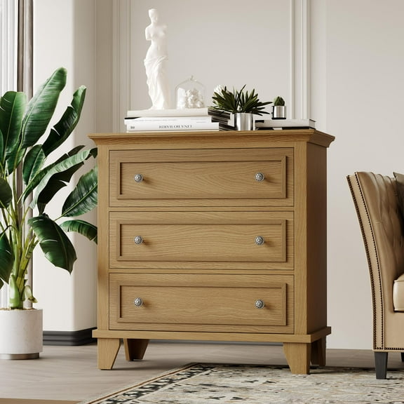 Huisuilinss 3 Drawer Dresser,Wood Chest Of Drawers With Exquisite Metal Handles,Bedside Table Nightstand,Small Storage Chest,Modern Dresser For Bedroom Living Room Hallway Entryway