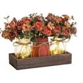 thumbnail image 1 of Huisuilinss 3 PCS Mason Jar Centerpiece Table Decorations,Mason Jar Table Centerpiece Decor,Spring Artificial Flowers Table Decorations With Wood Tray And Light For Home Kitchen Living Room, 1 of 6